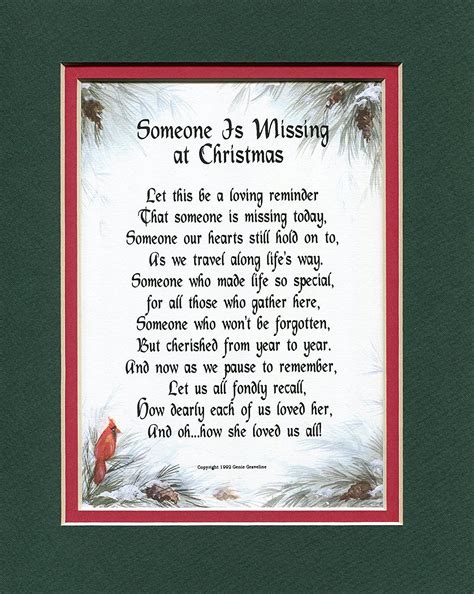 Someone Is Missing At Christmas Female 190 Poem Mourning The Loss