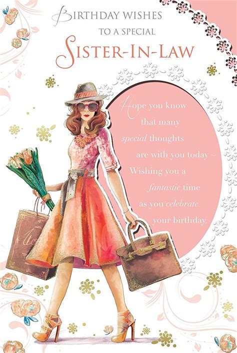 Sister In Law Birthday Card Stylish Woman Carrying Briefc Sister