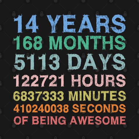 14 Years Months Days Hours Awesome Funny 14th Birthday Funny 14th
