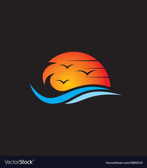 Beach Sunset Abstract Logo Vector Image On Vectorstock Surf Art