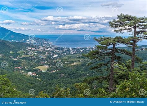 View Of Yalta From Mountain Ai Petri Stock Image Image Of View Black