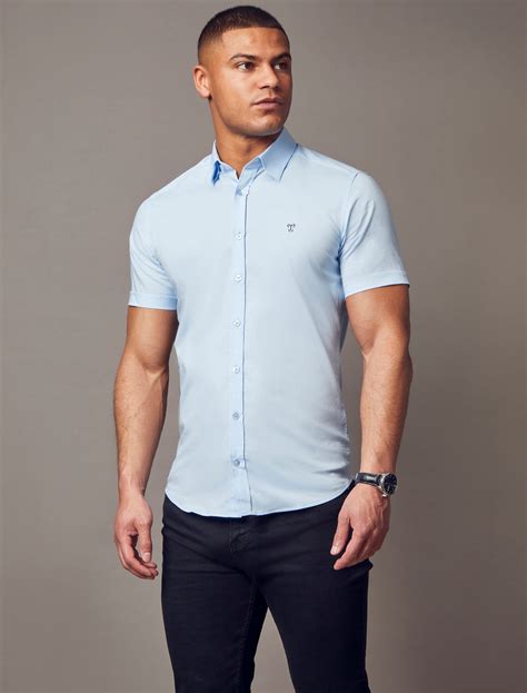 Buy Mens Short Sleeve Muscle Fit Shirts Tapered Fit Short Sleeve