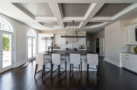 Ceilings are often overlooked when it comes to designing a the addition of a coffered ceiling to a room's design offers a grandeur effect with detailed style. Modern kitchen with white coffered ceiling. The coffers ...