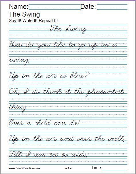 Free Printable Handwriting Practice Sentences Printab