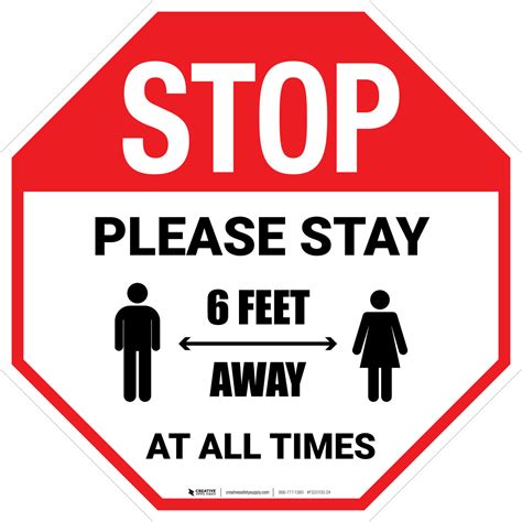 Stop Please Stay 6 Feet Away At All Times With Icon Stop