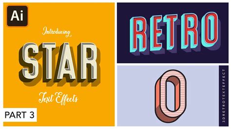 Retro Text Effect In Adobe Illustrator 3d Text Graphic Design