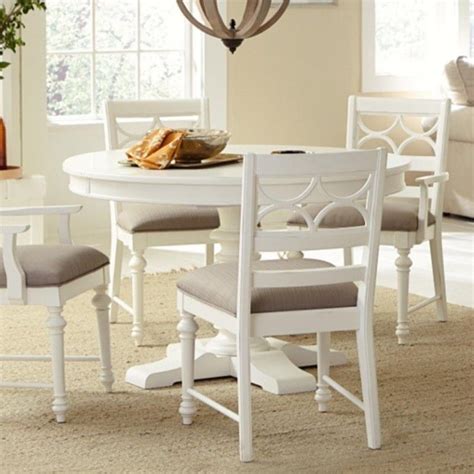 American Drew Lynn Haven Round Wood Dining Table In White Round Wood