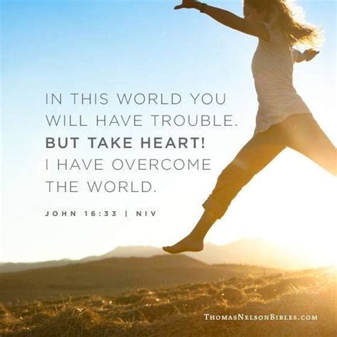 In This World You Will Have Trouble But Take Heart I Have Overcome