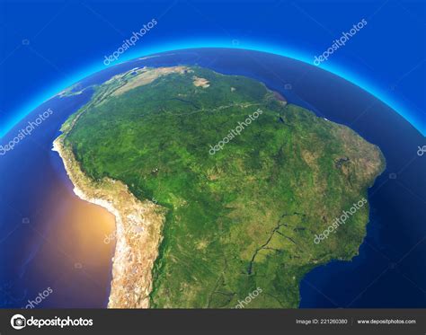 Satellite View Amazon Map States South America Reliefs Plains Physical