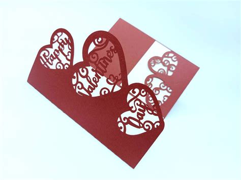Happy Valentine's Day Card Cricut SVG cut file svg tri fold | Etsy