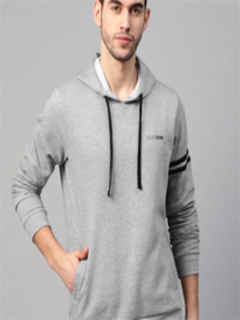 Buy Underjeans By Spykar Men Grey Melange Solid Hooded Sweatshirt