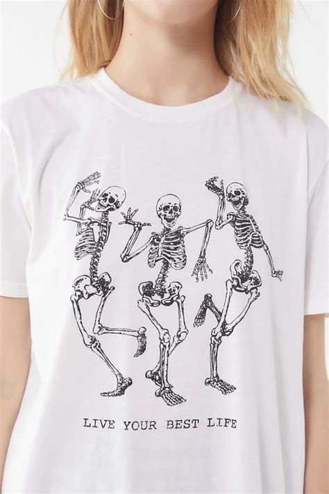 living your best life skeleton t shirt funny printed tee tops women sh eqbird shop fashion