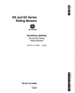 John Deere Rx Sx Series Riding Mowers Technical Manual John Deere Manual