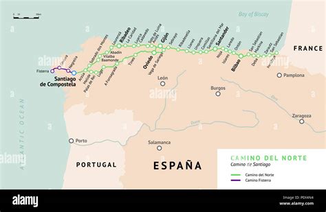 Mapa Del Camino Del Norte Camino De Santiago O El Camino De Stjames