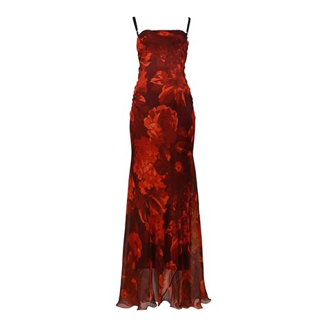 Vintage Dolce And Gabbana Red Floral Silk Evening Gown At 1stdibs