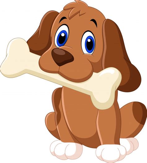 Cartoon Funny Dog With Bone Vector Premium Download