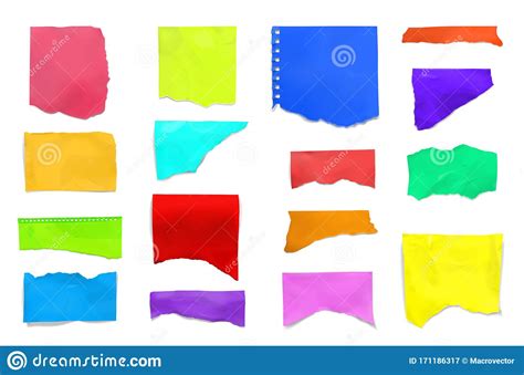 Ripped Torn Colorful Paper Set Stock Vector Illustration Of Plain