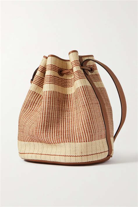 Hunting Season Striped Leather Trimmed Cotton Bucket Bag Net A Porter