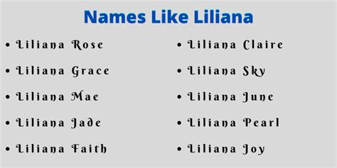 400 Cute Middle Names For Liliana That You Will Love
