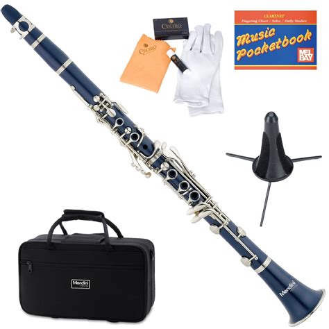 Mendini Mct Blsdpb Blue Abs B Flat Clarinet With Case Stand