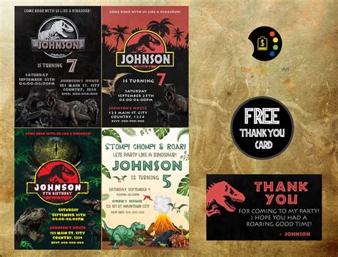 Jurassic Park Birthday Invitation Jurassic World Birthday Etsy