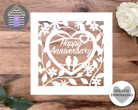 Svg Happy Anniversary Greetings Card Digital Cut File Eps Etsy