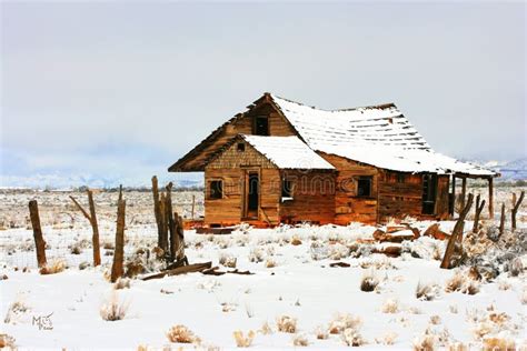 Abandoned Homestead On Prairie In Winter Snows Stock Image Image Of