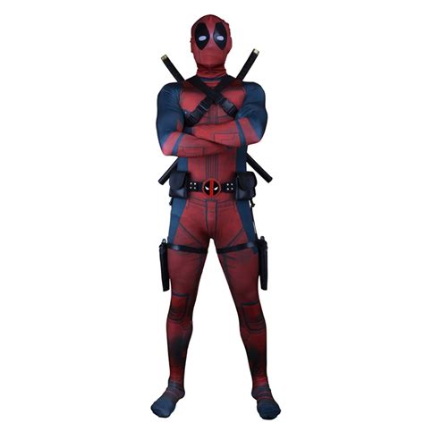 High Quality Adult Superhero Party Cosplay Deadpool Costume Adult Lycra Onesie Deadpool Costume
