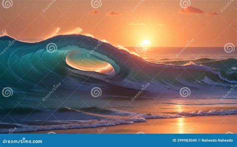 "Dawning Waves: a Sunrise Canvas Unveiled" Stock Illustration