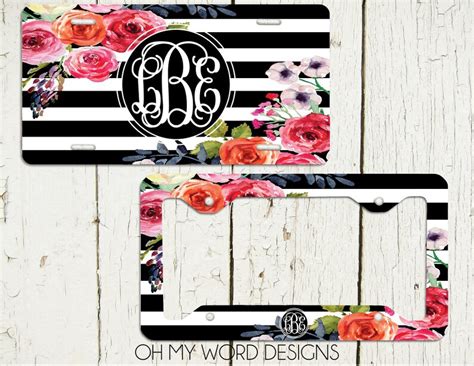 Monogram Car Tag Personalized License Plate Monogrammed Etsy