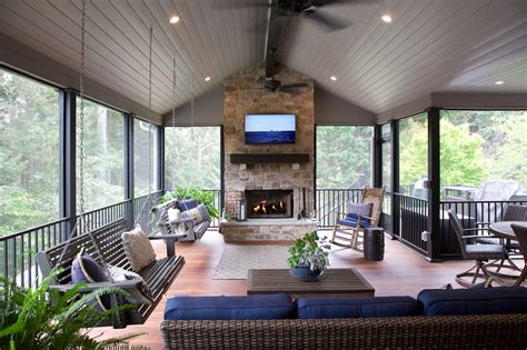Custom Screened Porch With Fireplace Remodel Roswell Ga Porch