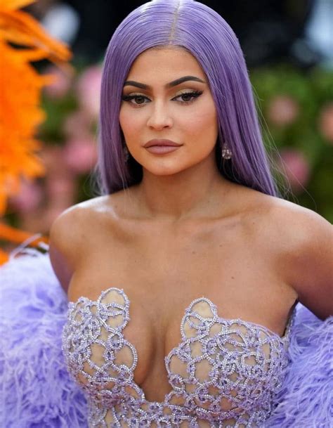 Kylie Jenner Shows Huge Cleavage In See Through Purple Dress