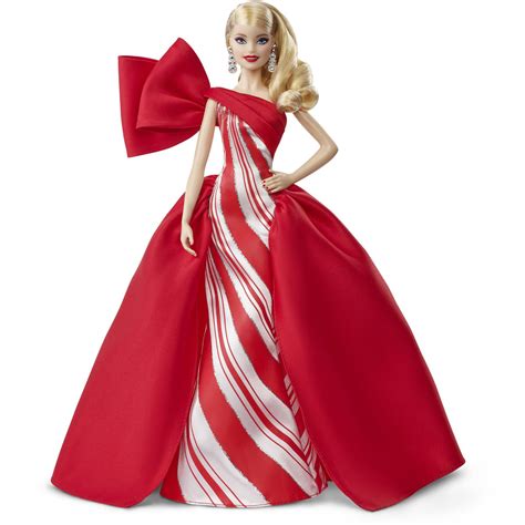 Barbie 2019 Holiday Doll Blonde Curls With Red And White Gown