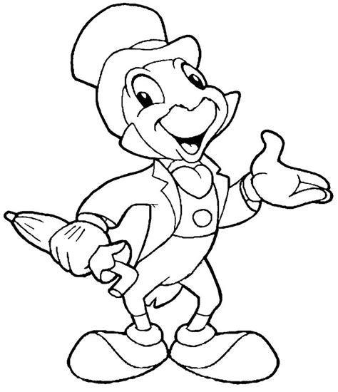 Jiminy Cricket Happy Pinocchio Coloring Pages