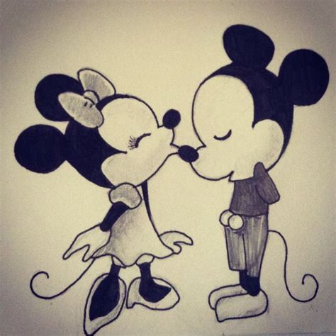 Step By Step Chibi Minnie And Mickey Mouse Kissing Drawings Of Mickey