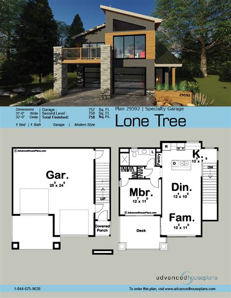 Lone Tree Carriage House Modern House Plan Garage Guest