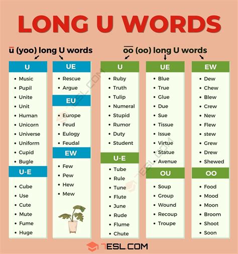 Long U Words 100 Long U Vowel Sound Words And How To Spell Them • 7esl