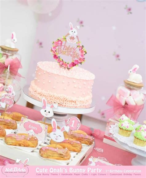 Bunny Themed 1st Birthday Party Bunny Party Desserts Bunny Birthday