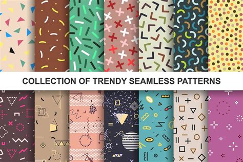 Colorful Seamless Retro Patterns By Expressshop Thehungryjpeg