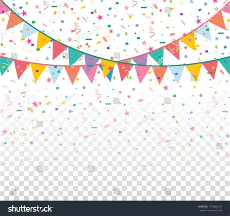 Colorful Explode Confetti Buntings Ribbons On Stock Vector Royalty
