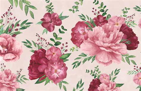 Pale Pink Floral Wallpaper Bright Flower Design