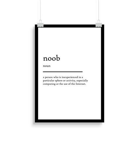 Noob Definition Print Poster Quote Various Sizes Etsy