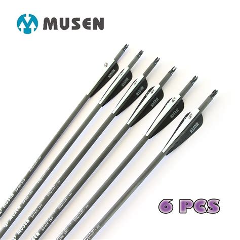 6pcs 80cm Spine 350 Musen Carbon Arrows Changeable With Arrow Head For