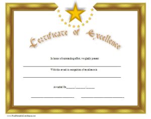 Star Award Certificate Template Templates Example Templates Example