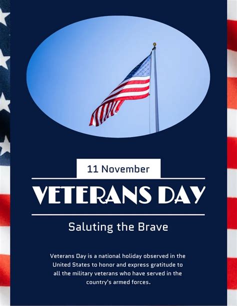 Blue Navy Veterans Day Poster Venngage