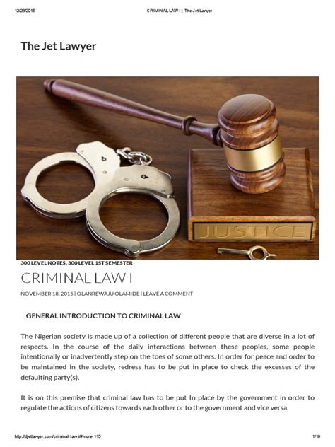 Criminal Law I The Jet Lawyer Pdf Mens Rea Crime And Violence