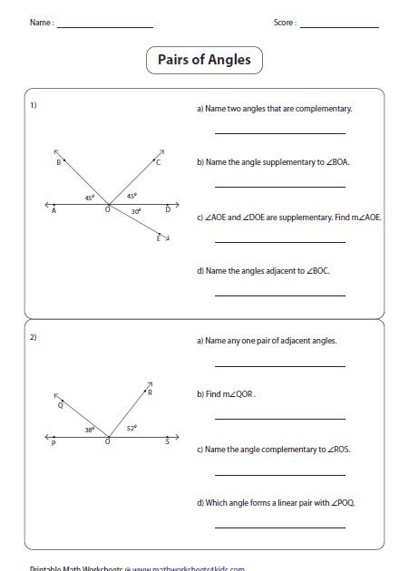 Angles In Transversal Worksheet Answer Key Mathworksheets4kids Sara