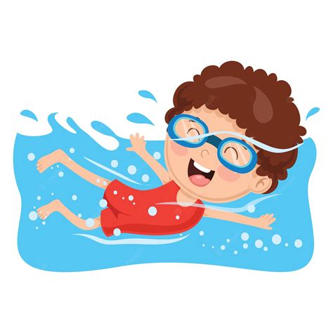 Ilustración De Un Niño Nadando Vector Premium