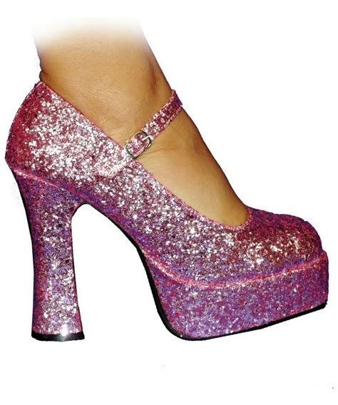 Adult Mary Jane Platform Pink Glitter Shoes