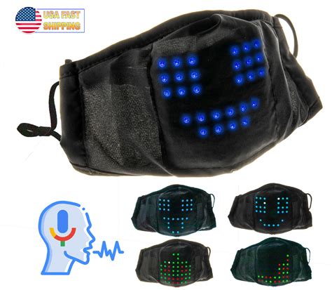 Led Voice Activated Face Mask Rgb Color Animated Usb Rechargeable